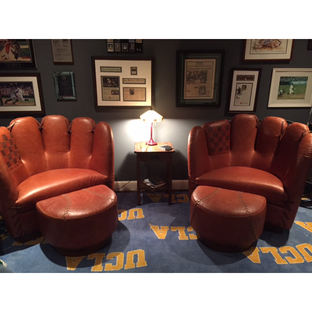 Cooperstown Baseball Glove Chair and Ottoman